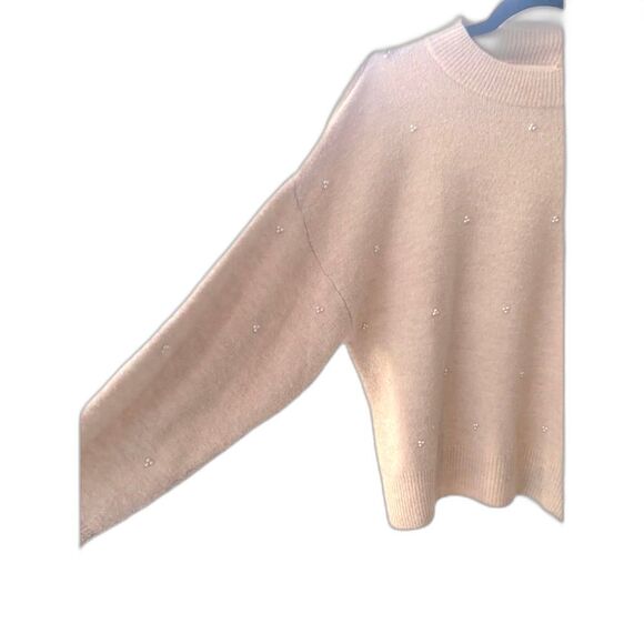H&M Wool Pearl Studded Oversized Crewneck Sweater Women's Small Preppy Holiday - Picture 6 of 12